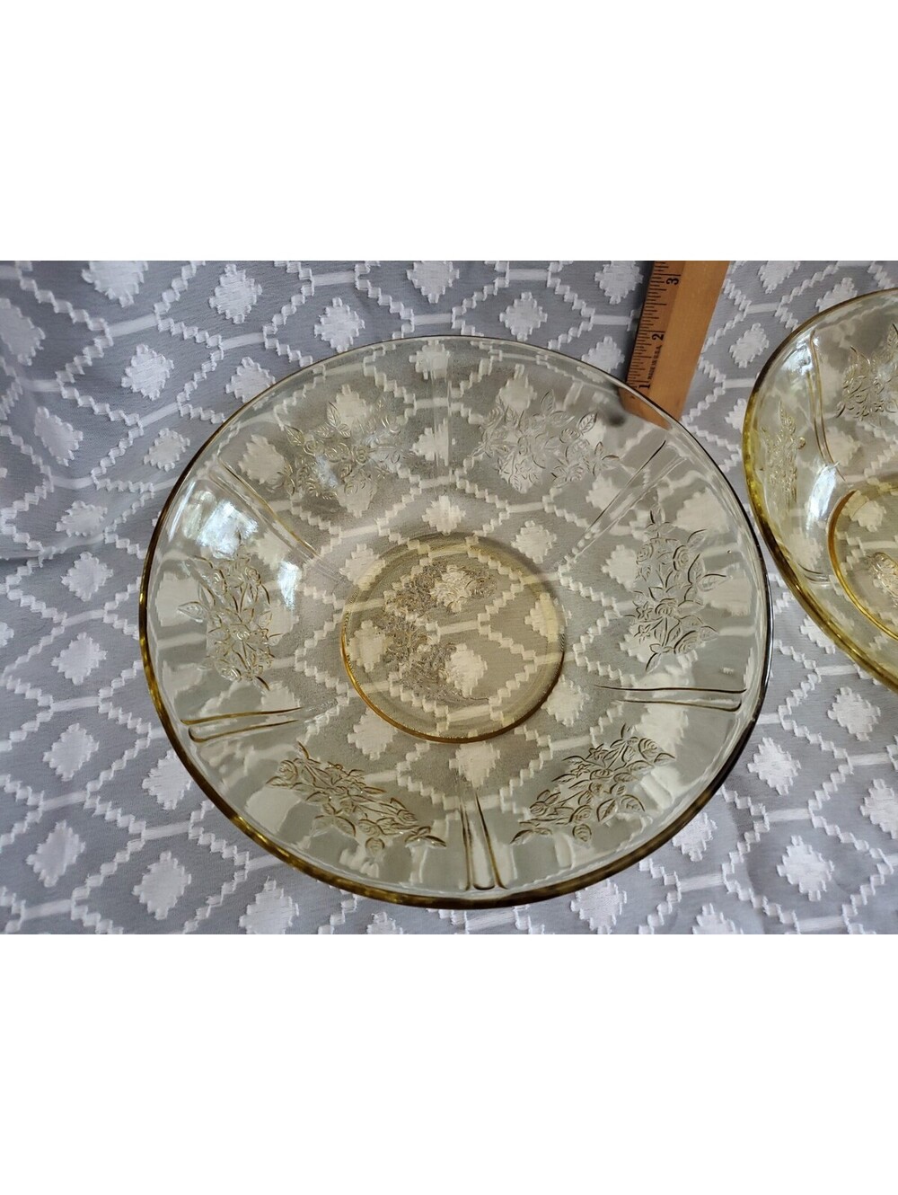 2 Yellow Federal Glass Sharon Cabbage Rose Glass Bowls ,$14 Each